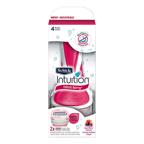 Schick Intuition Razor Kit Island Berry, Handle with 2 Razor Refills, 1 Ea